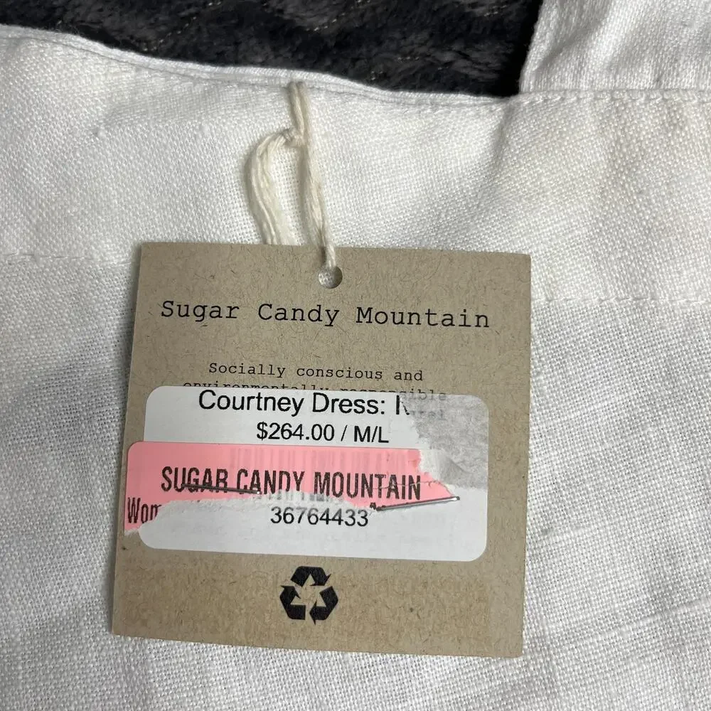 Sugar Candy Mountain Women’s Size M/L white Linen Pocket Courtney Dress NWT